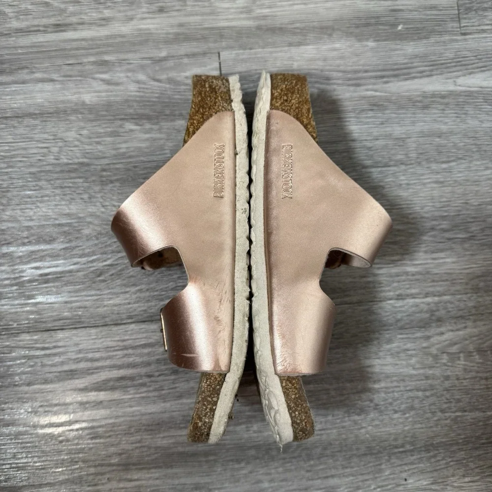 Birkenstock Arizona Slide Sandal Size US 13 Kids Metallic Rose Gold Leather 31